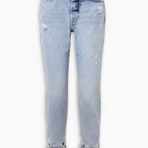 Le Original cropped distressed high-rise straight-leg jeans
